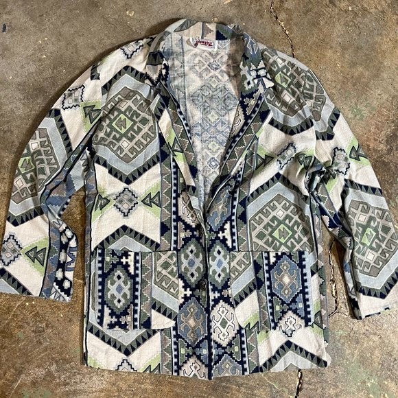Vintage Unstructured Women's Flannel Native American Blazer - Picture 1 of 5